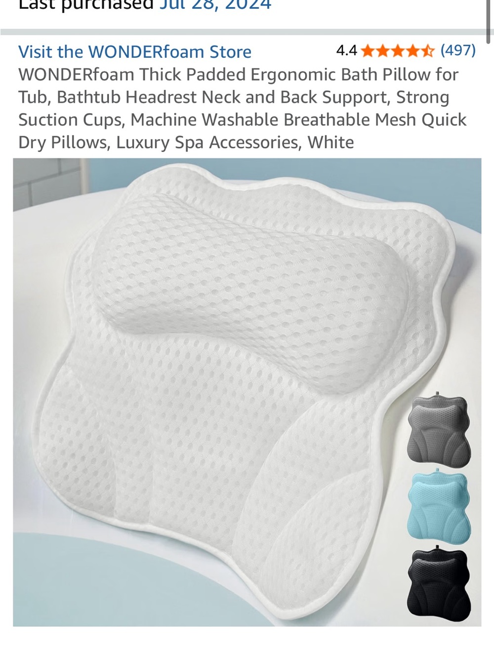 NWOT Amazon Bath Pillow